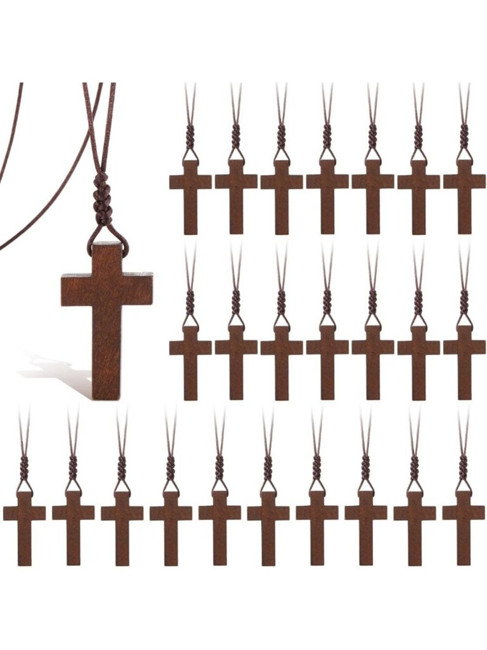 Wood Cross Necklace for Men | Bulk Christian Jewelry | Halloween Gift Idea